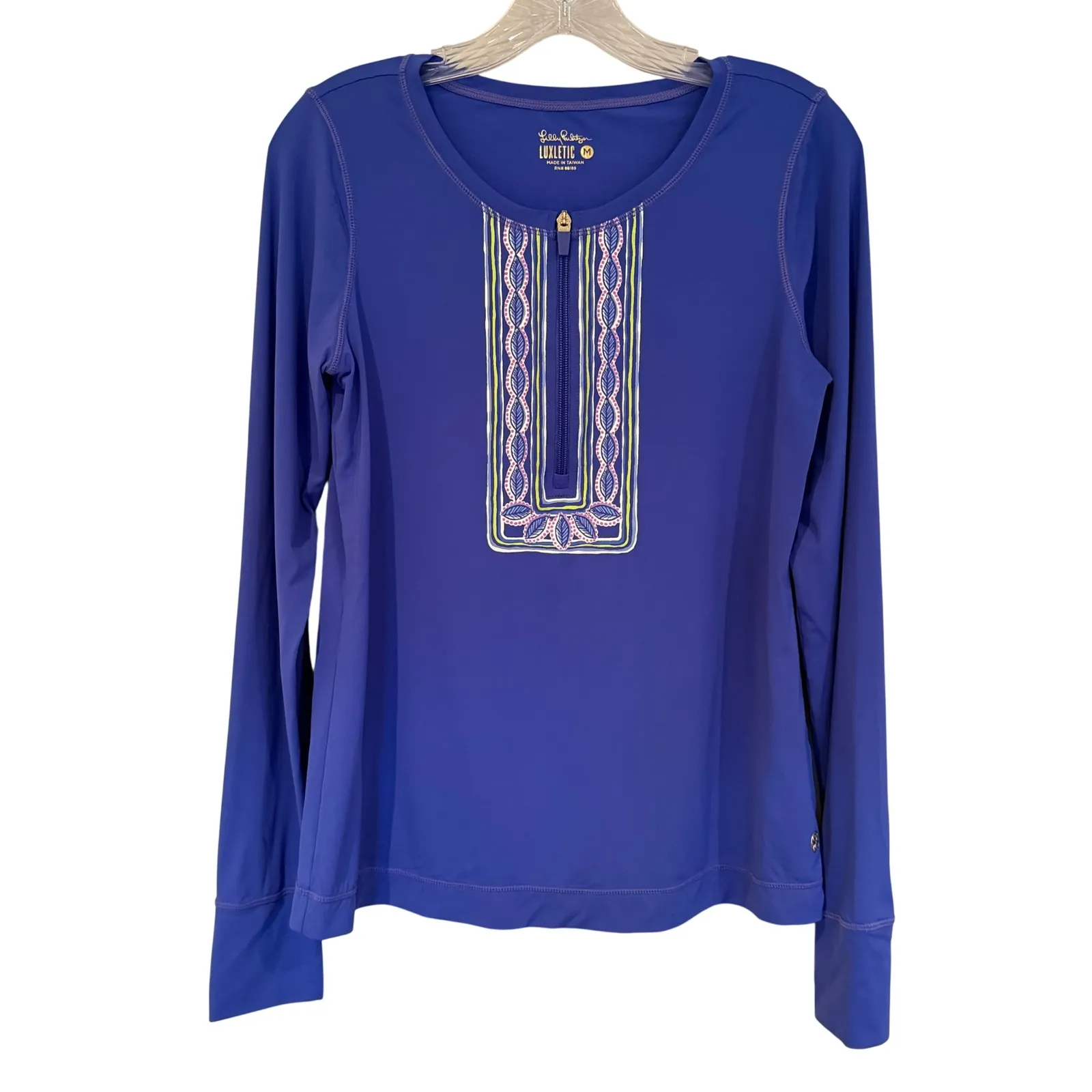 Lilly Pulitzer Luxletic Renay Sunguard UPF 50+ Quarter Zip Women's M Iris Blue - Image 2