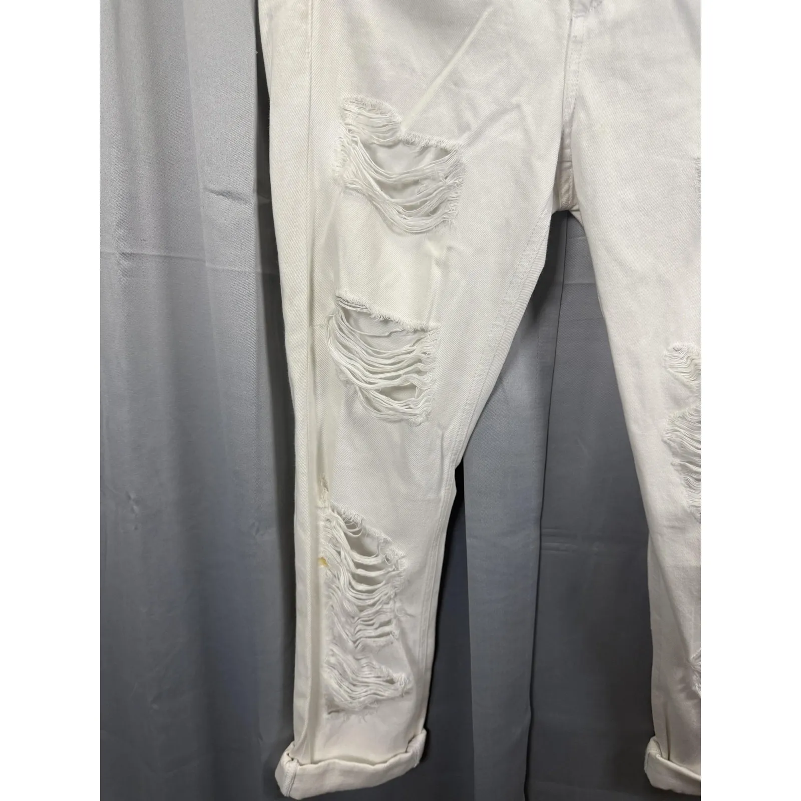 rag & bone/JEAN Jeans Womens 25 White Boyfriend Distressed Ripped Denim Cuffed - Image 4