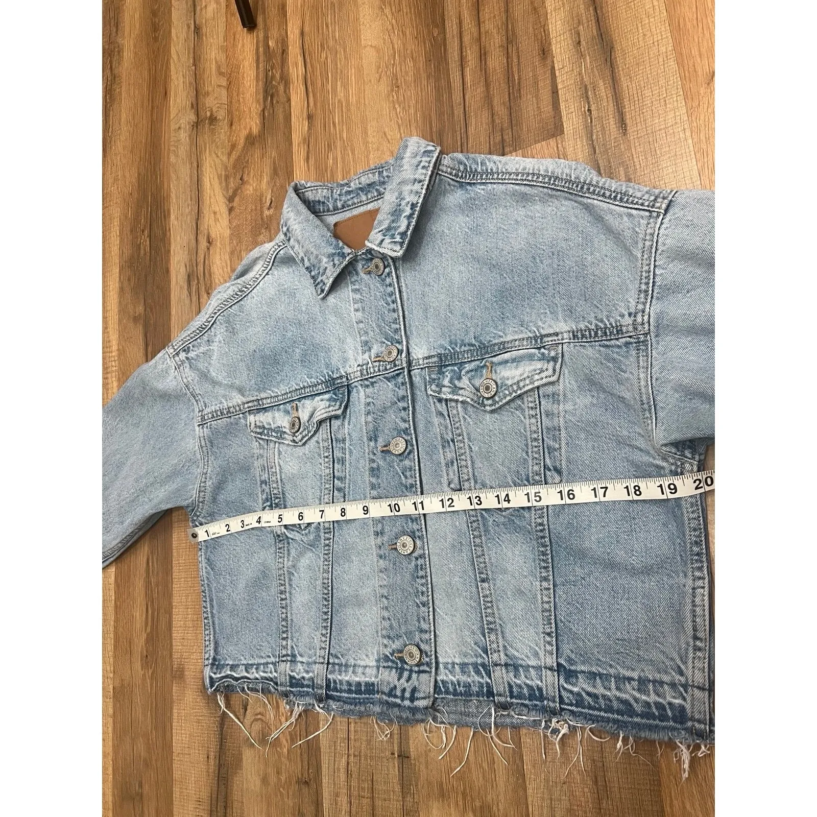 American Eagle Cropped Jean Jacket‎ Sz XS100% cotton Blue - Image 8