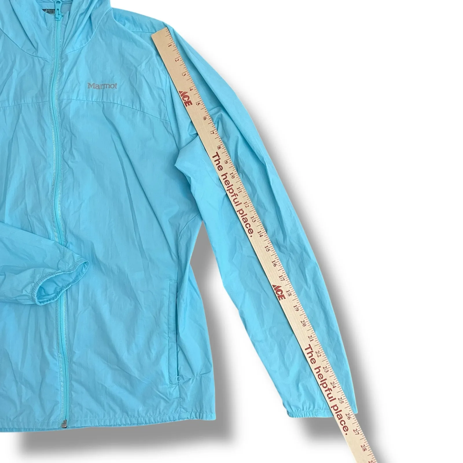 Marmot Women’s XL Lightweight Hooded Windbreaker Jacket Aqua Blue Hiking - Image 5