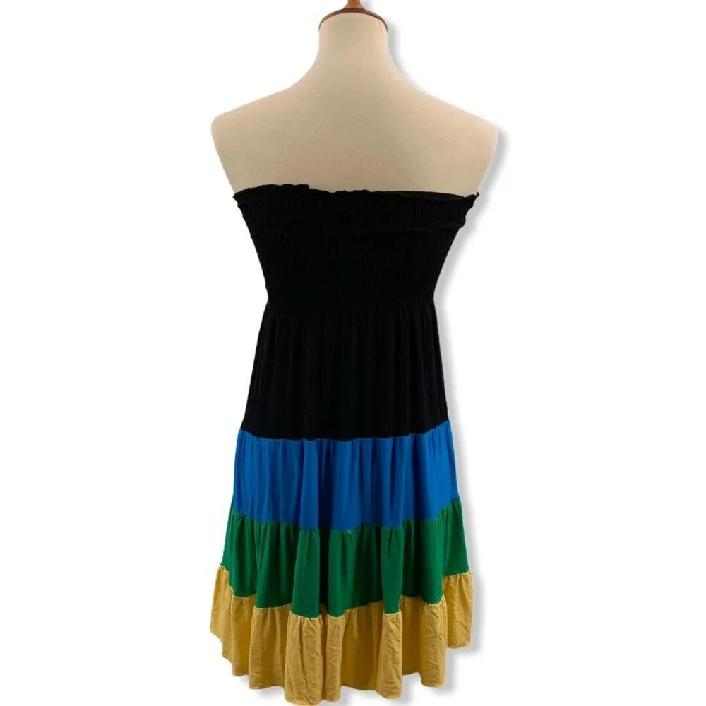 Moa Moa Smocked Top Colorblock Skirt Dress Small - Image 3