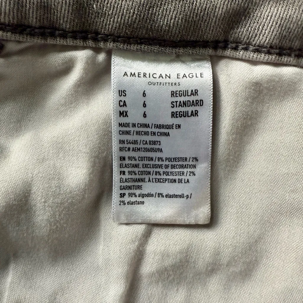 American‎ Eagle Outfitters Women's Light Gray Ripped Skinny Jeans Sz 6 - Image 7