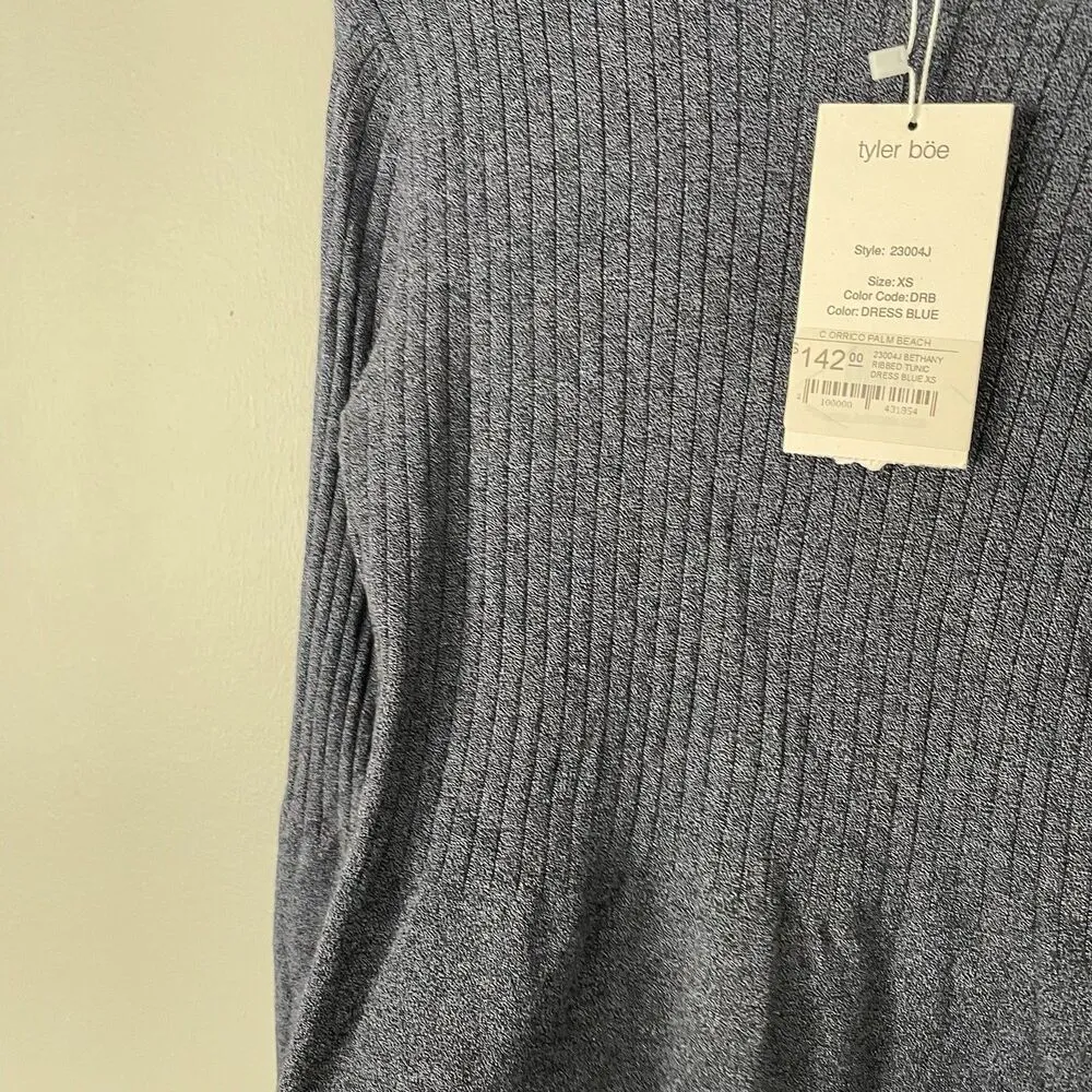 Tyler Boe Size XS Bethany Ribbed Tunic Dress Long Sleeve Stretchy NEW NWT Blue - Image 4