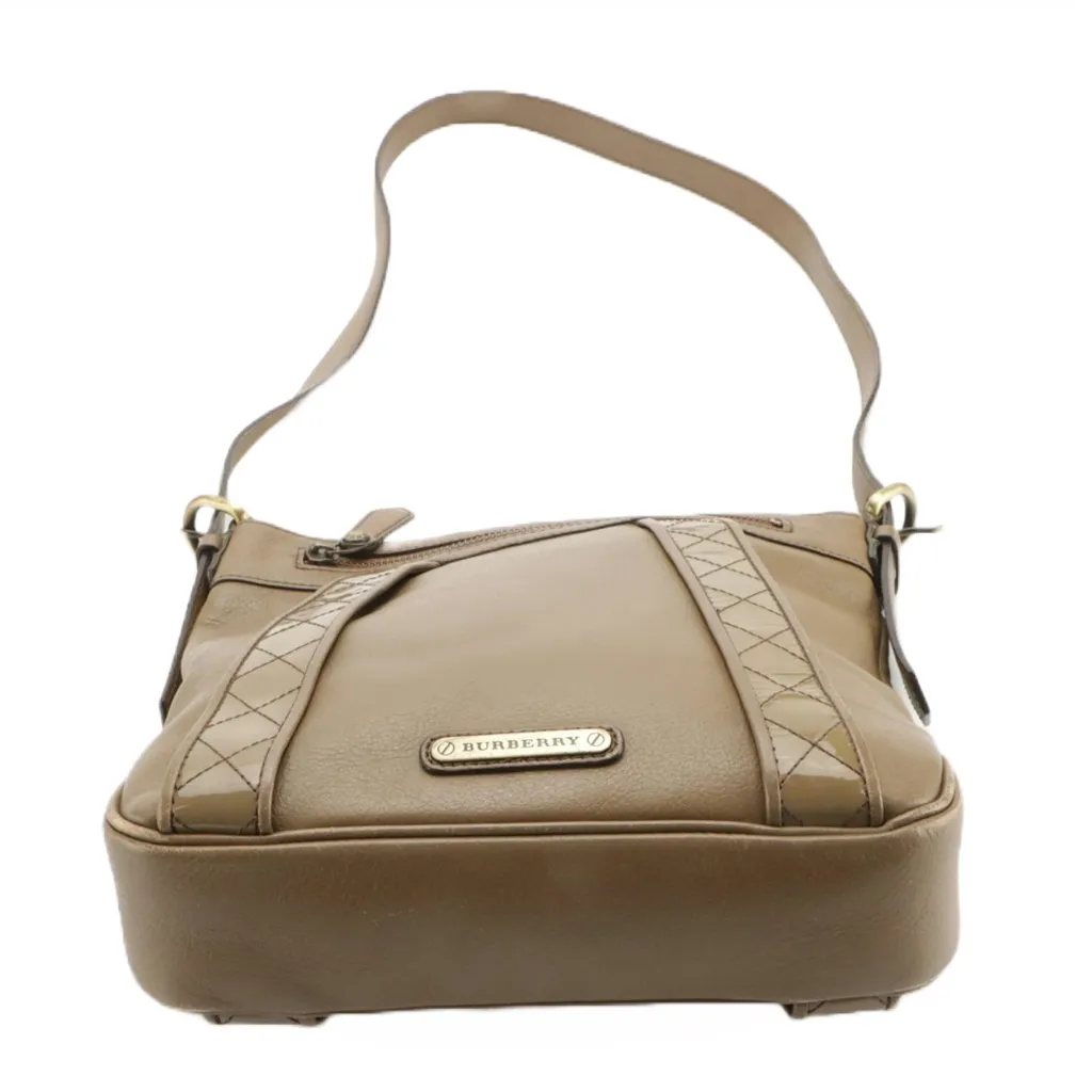 VTG BURBERRY DARK TAUPE BROWN LEATHER CROSSBODY OR SHOULDER BAG - Image 3