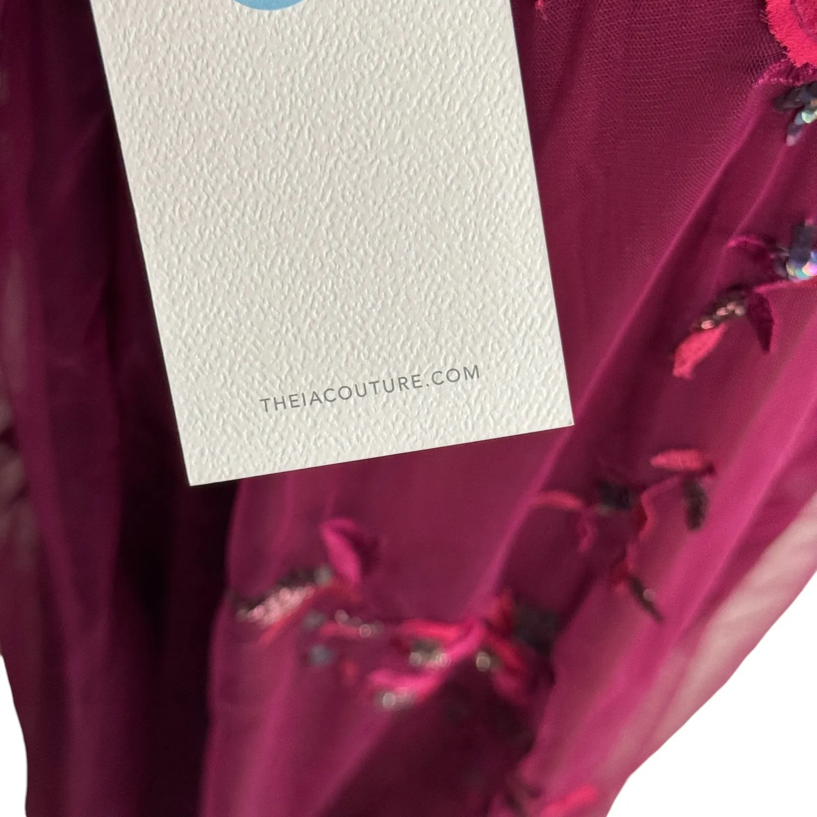 Theia Adora Beaded Sheer‎ Sleeve Gown Fig Burgundy Red Size 4 NWT - Image 12