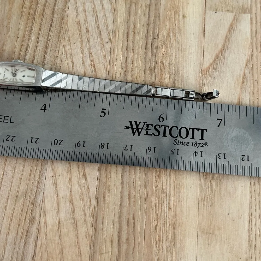 Hamilton Ladies Watch RARE 10KT Gold Plated Bezel Gold Plated Stripe Bracelet - Image 13