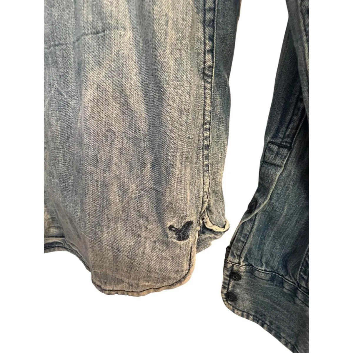 American Eagle Denim Long Sleeve Button Front Shirt Women’s Size Medium - Image 4