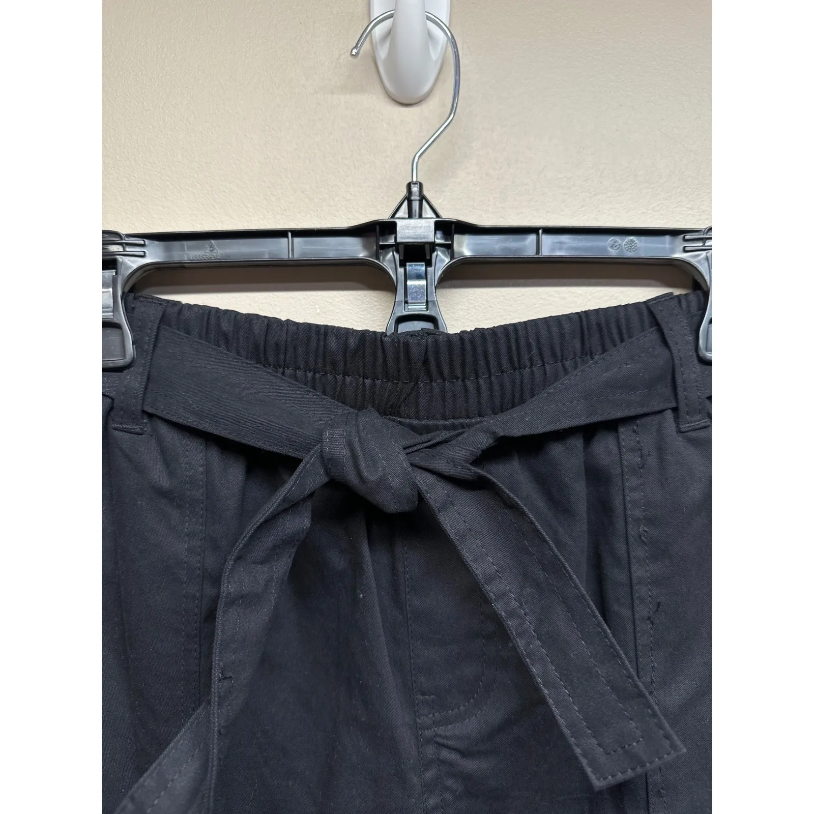 JUST Be Womens Black Twill Crop Pants Belted Size Large - Image 3