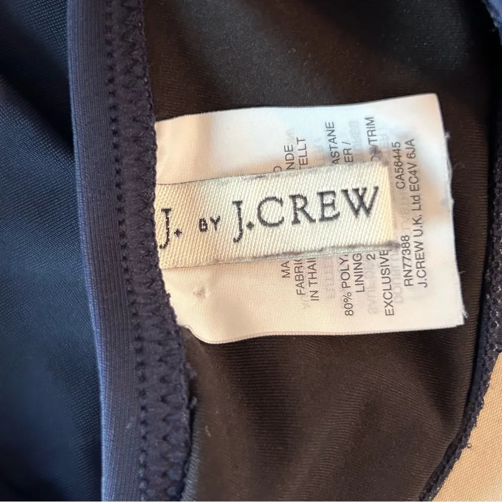 J. Crew 4/6 Wrap Front Halter Strapless Bandeau Tankini Swim Top Navy Blue Lg - Image 6