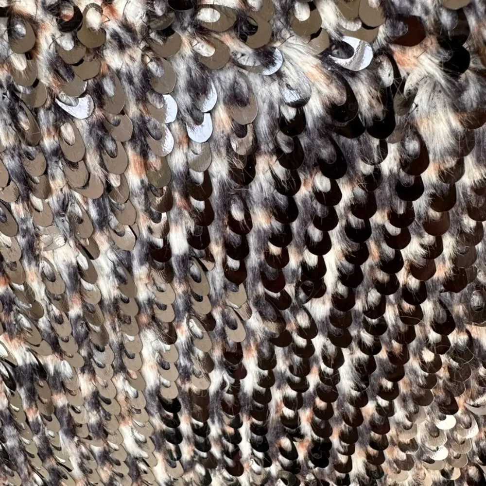 Faux Fur Sequin Shell Top SZ L - Image 12