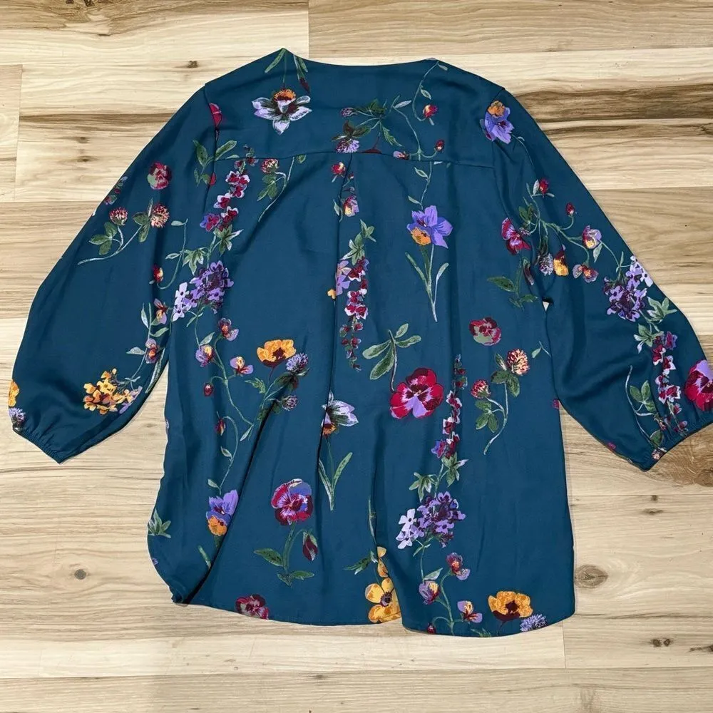 Stitch Fix West Kei Blue Floral Tropical Blouse Women’s Small - Image 4