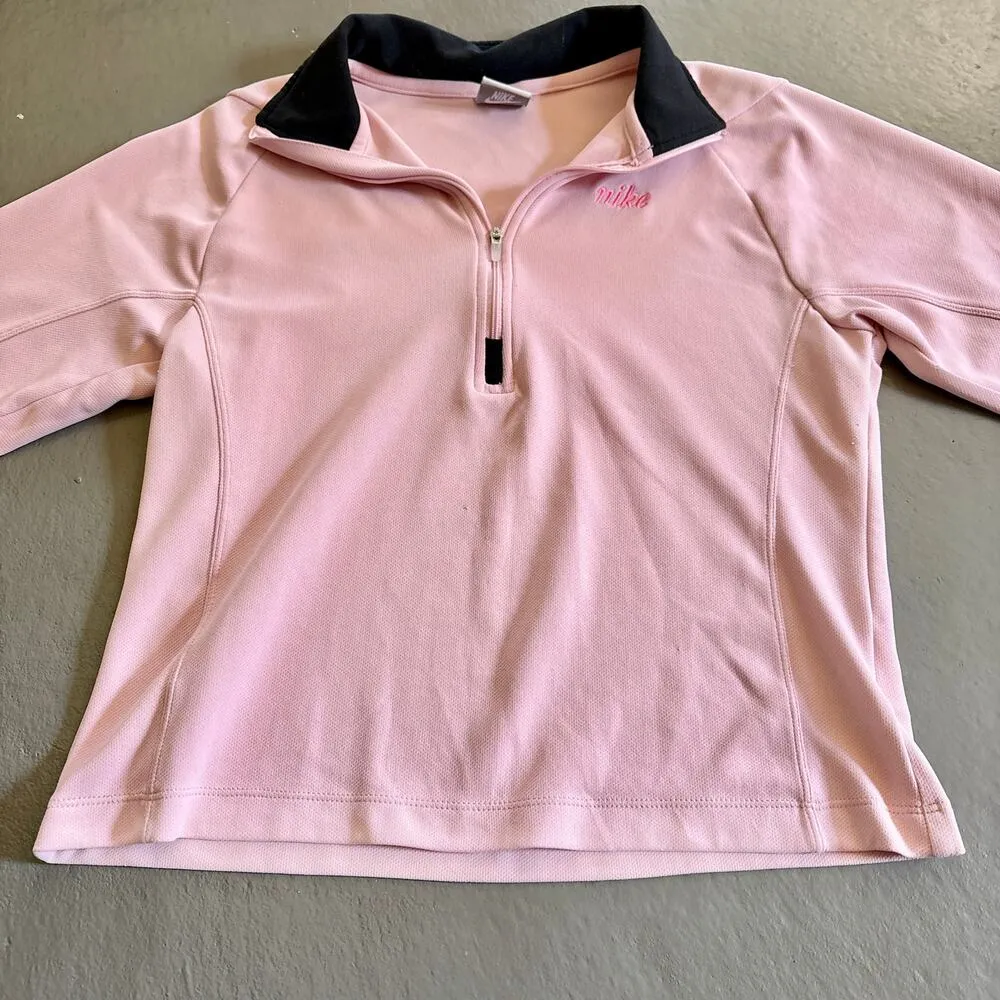 Nike Pink Quarter Zip Womens Small Y2K Grey Tag VTG Nike Lightweight Jacket - Image 2