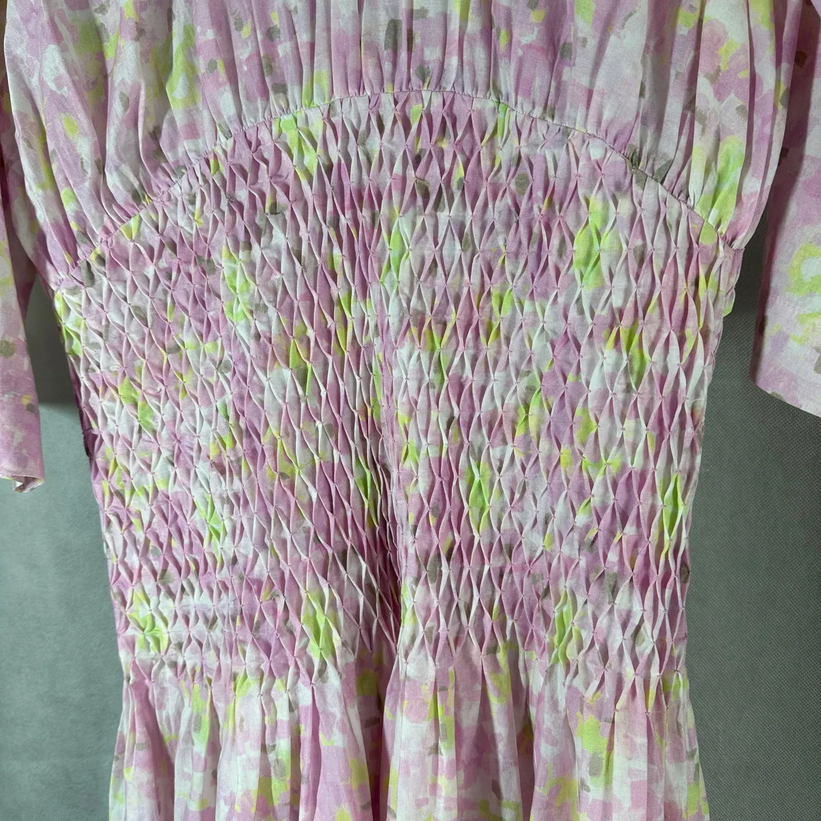 Merlette Alma Print Dress Pink Citrine Mosaic Print Size US 12 Pima Cotton - Image 11