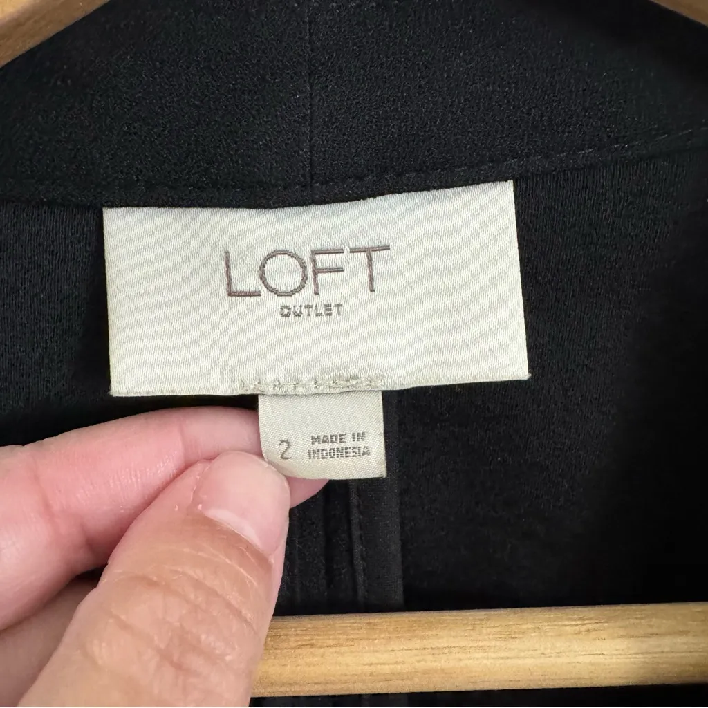 LOFT Open Front Scrunched Sleeve Black Blazer - Image 2