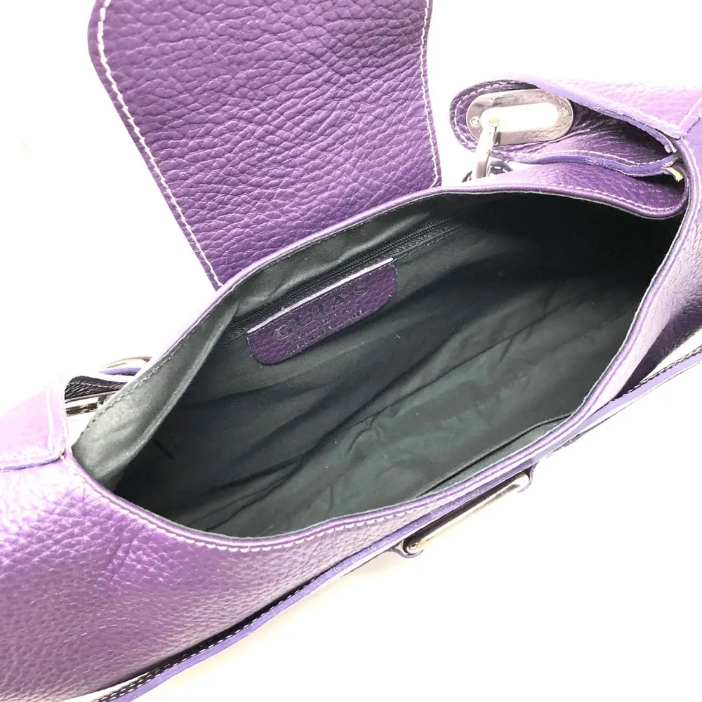 GUIA’s plum colored leather purse, made in Italy - Image 5