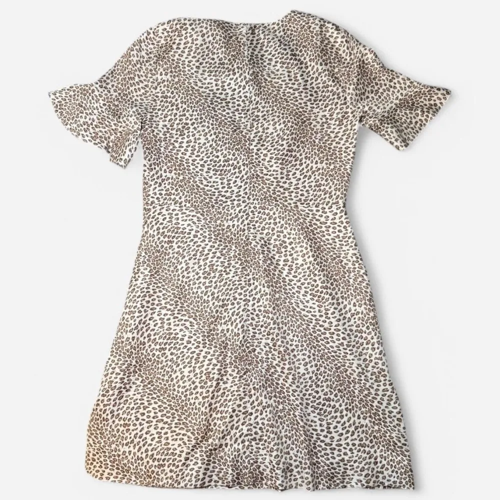 Banana Republic Ruffle Bell Sleeve Sz 8 Leopard Dress Lined A-line PERFECT - Image 2