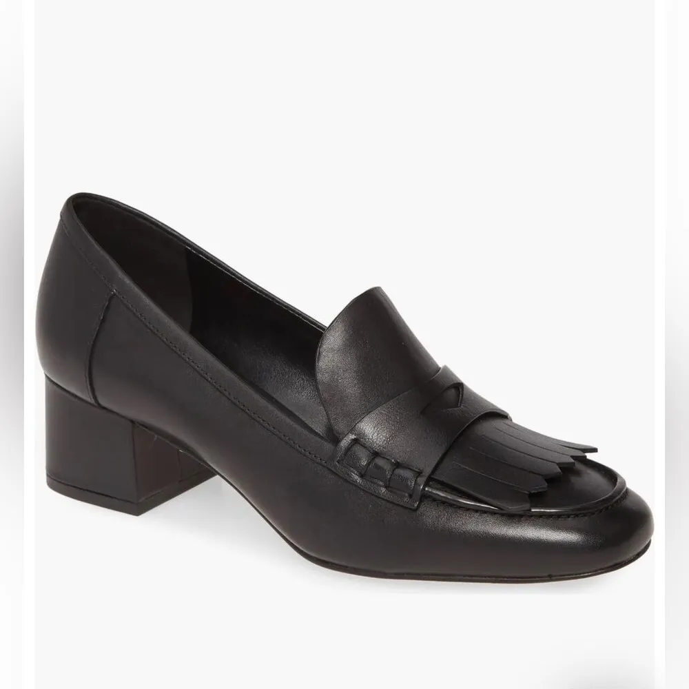 Michael Kors Black The Declan Penny Loafer Fringe Stacked Heel Shoes Size 7.5 - Image 2