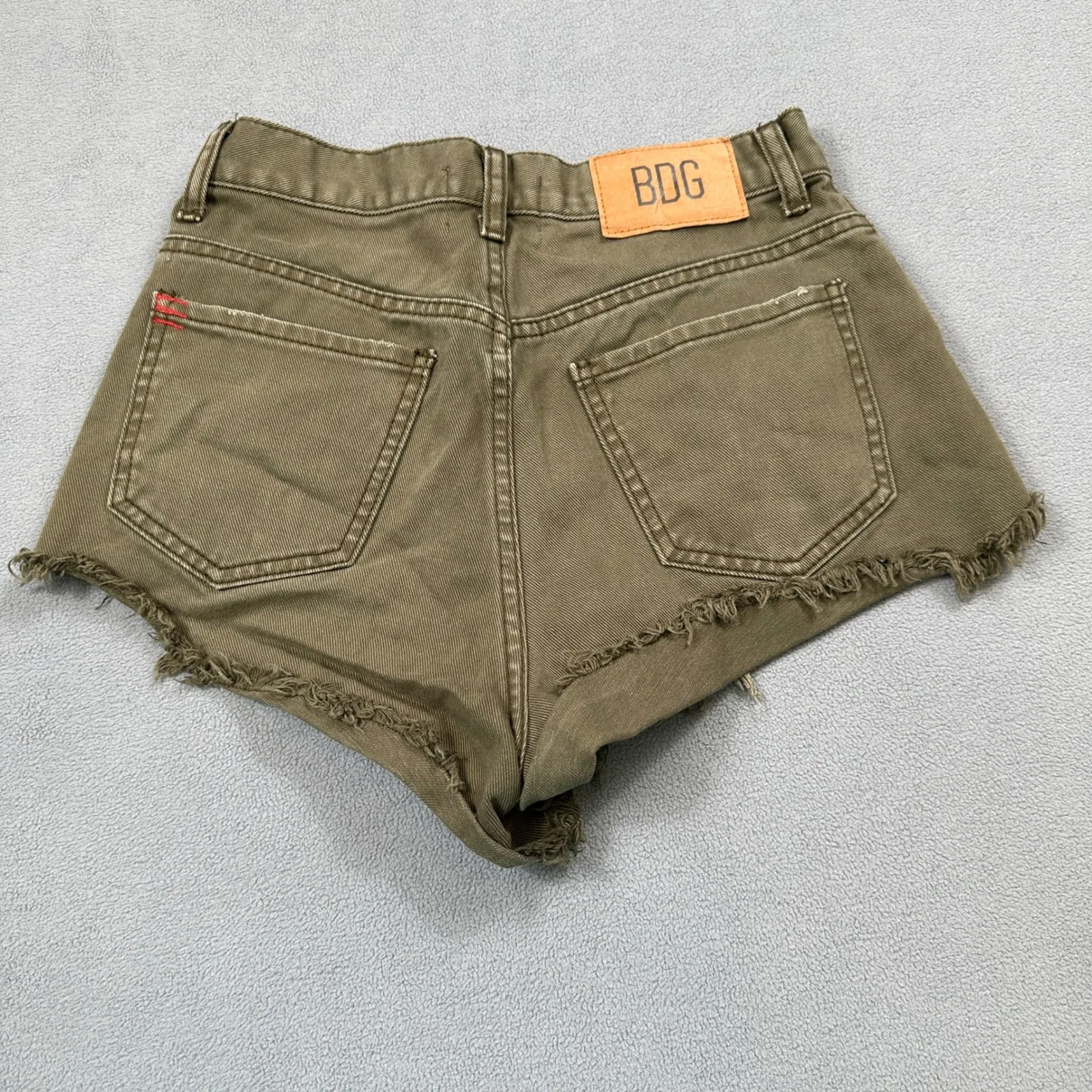 BDG Urban Outfitters Denim Shorts Cheeky Short 26 Green High Waist Frayed Hem - Image 2