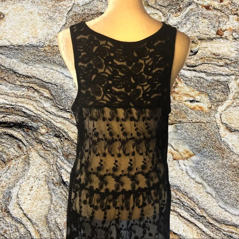 Express brand black sheer lace top flared bottom - Image 5