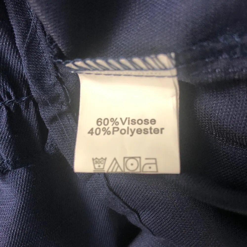 Womens Dress Medium Mini Button Front Ruffle Hem Relaxed Flowy Boho Coquette Blue - Image 9