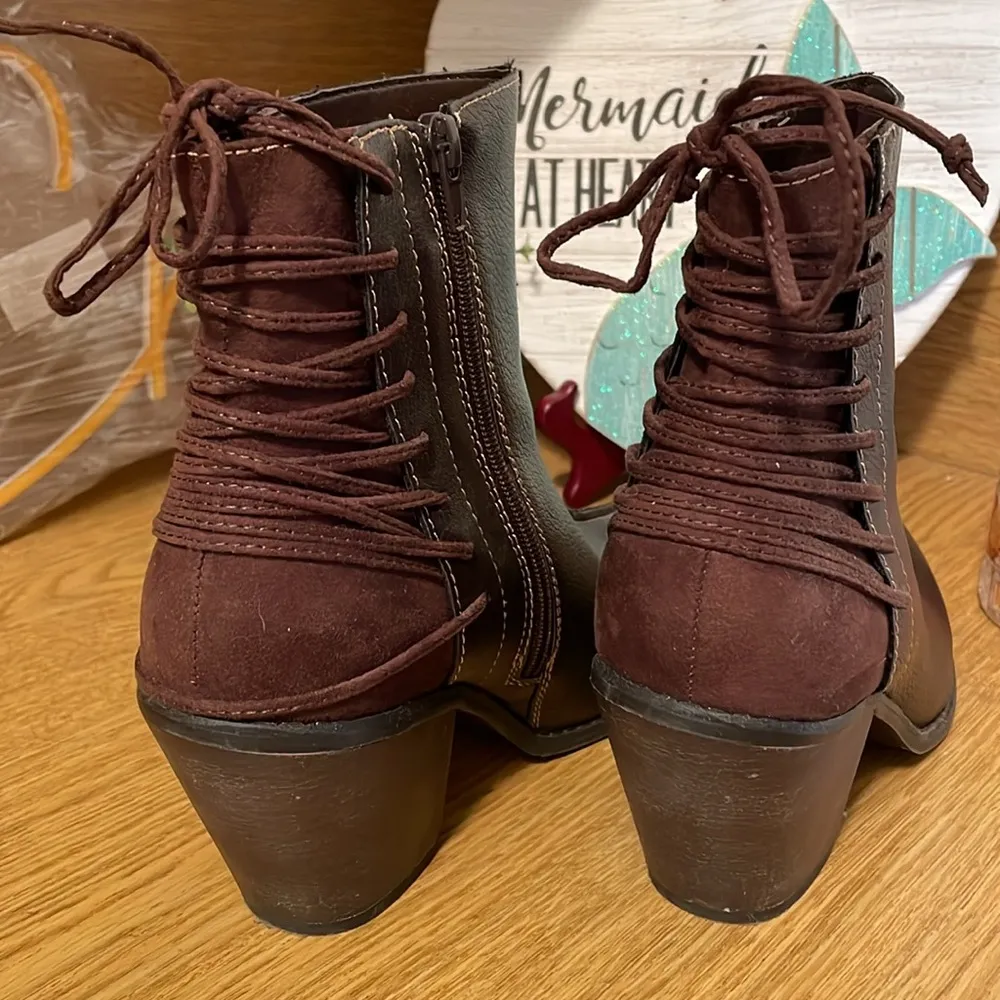 👢👢👢BOGOHO 👢👢👢Cato Brown Lace Ankle Boots - Image 2