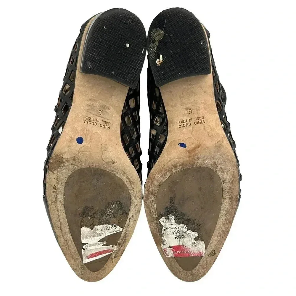 Aquatalia by Marvin K Perforated Fishnet Laser Cut Ankle Booties Black Leather 6 - Image 8