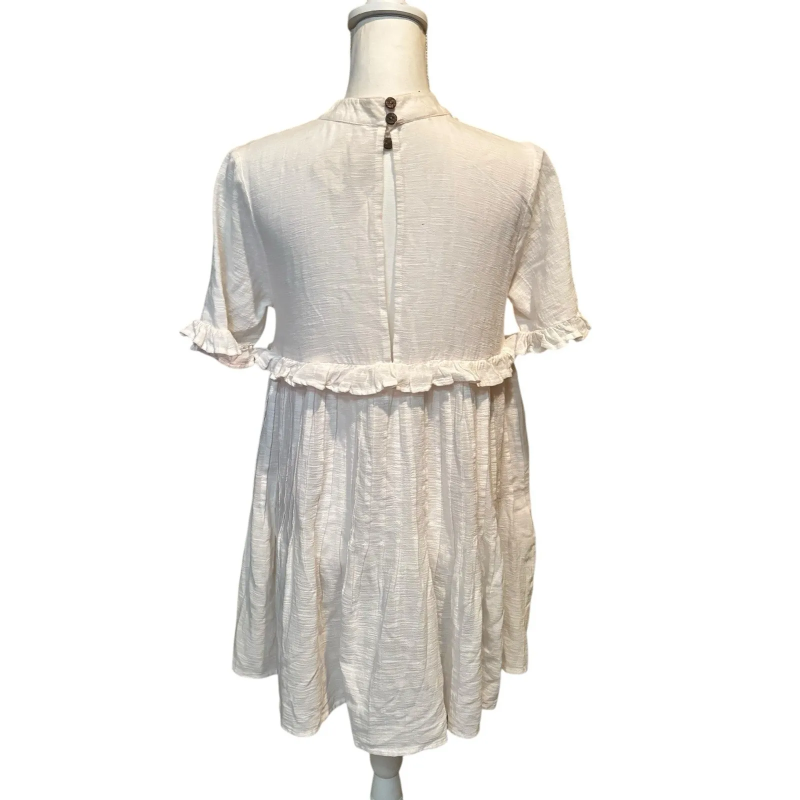 Free People Quiet Solitude Babydoll Mini Dress Ivory Size XS NWT‎ - Image 2