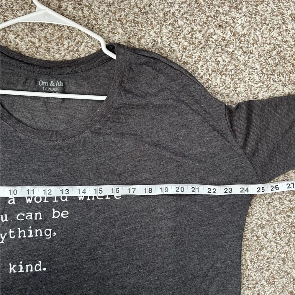 🦋Grey Long Sleeve Soft Comfy Casual Inspirational Long Sleeve Tee Kindness Gray Size L - Image 7