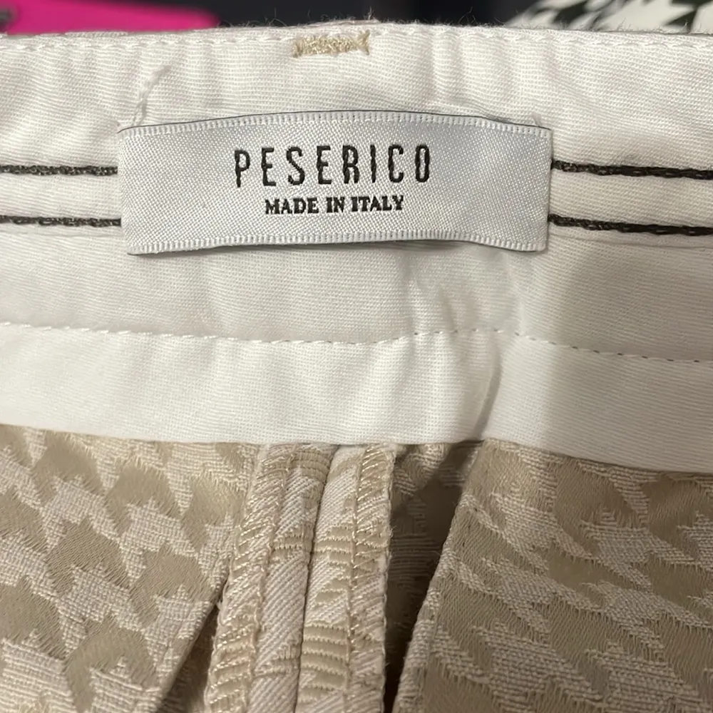 💙💖 Peserico Cream Houndstooth Handmade Pants Gold Size 4 - Image 5