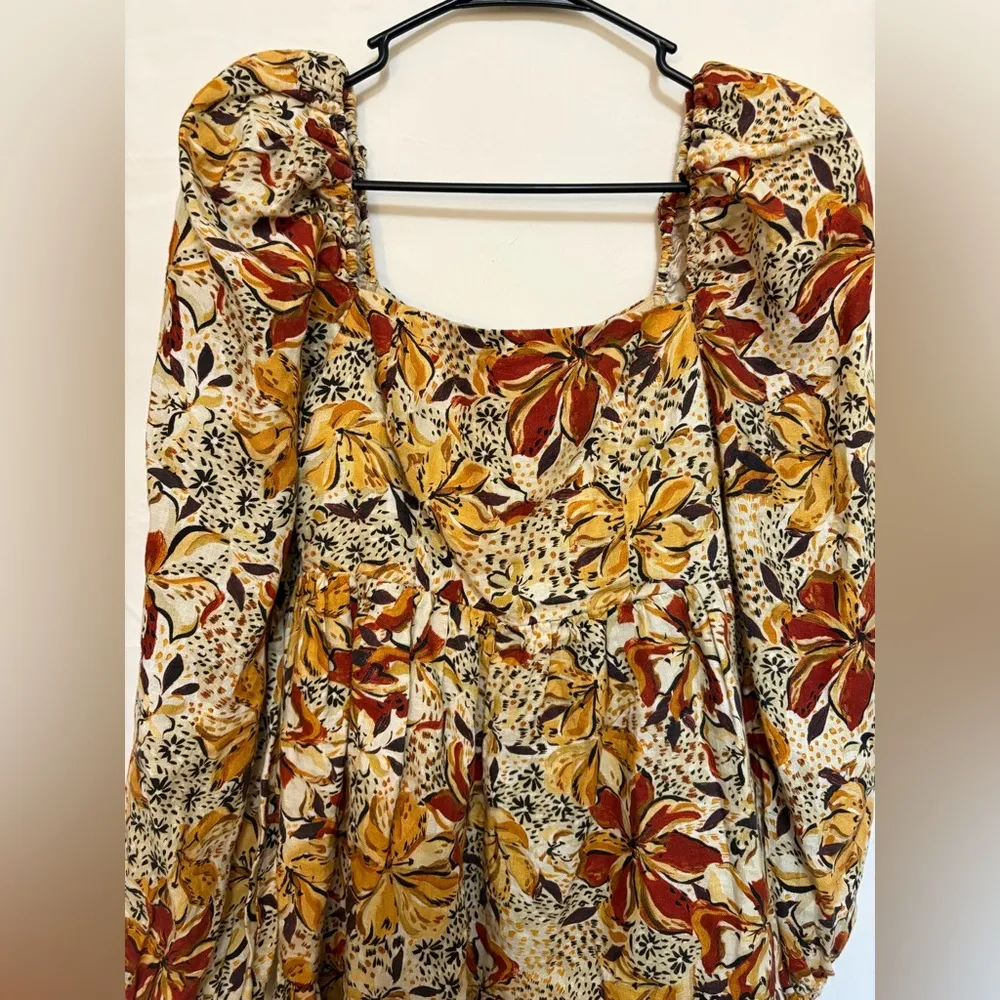 NWT & Other Stories mini smock dress w/ volume sleeves in autumnal floral Size 4 - Image 10