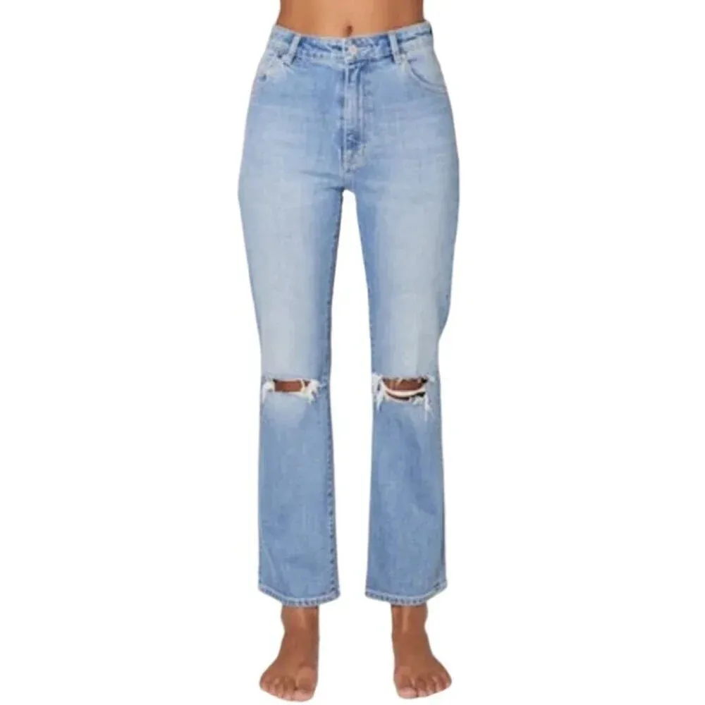 Rolla's Original Straight Bleeker Jeans in Vintage Blue 24 Womens Denim Pants - Image 14