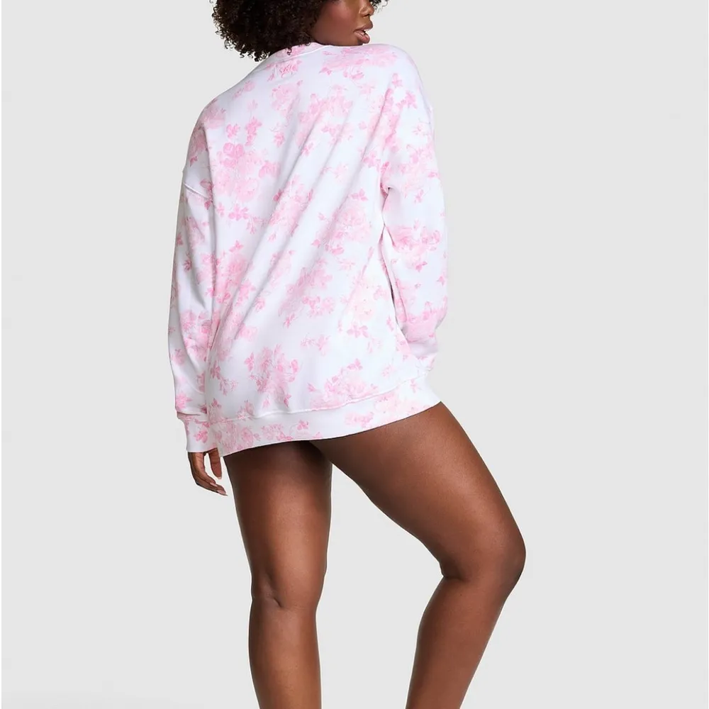 NWT 🌸PINK x LoveShackFancy🌸 Pink & White Oversized Signature Sweatshirt Size S - Image 4