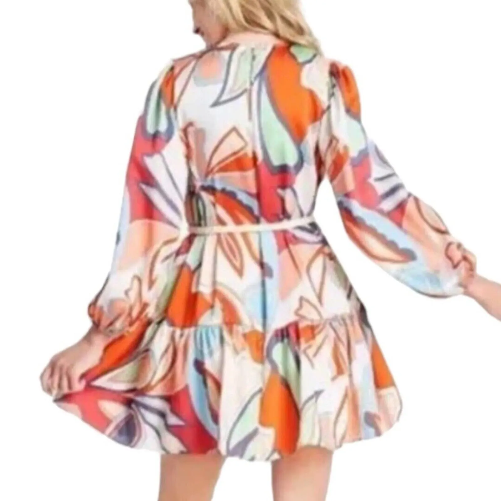 Alexis x Target Dress Womens Small Mini Multicolor Retro Floral Tiered Rope Belt - Image 9