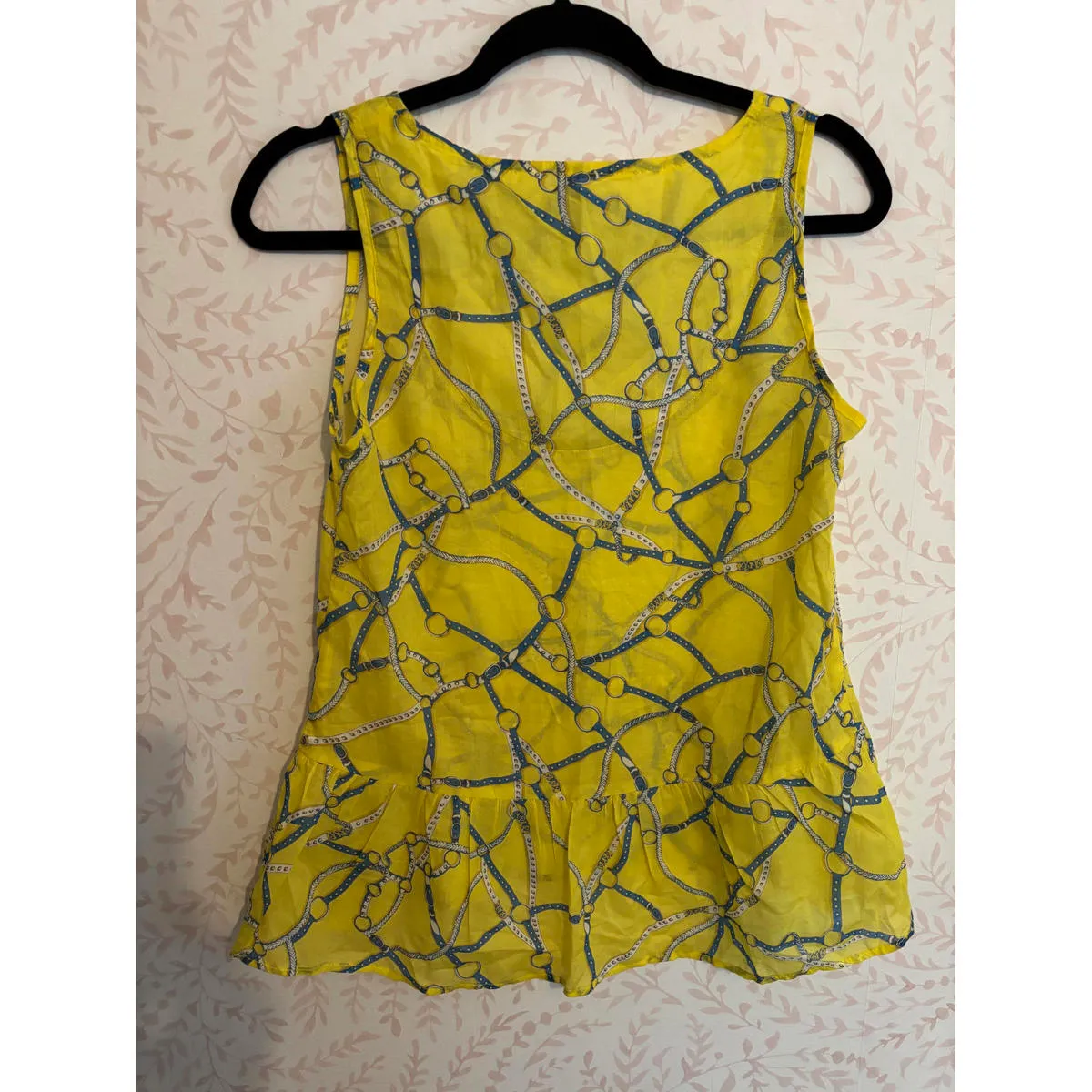 DREW Women's Yellow Sleeveless Top with Chain Print, Size XS - Image 6