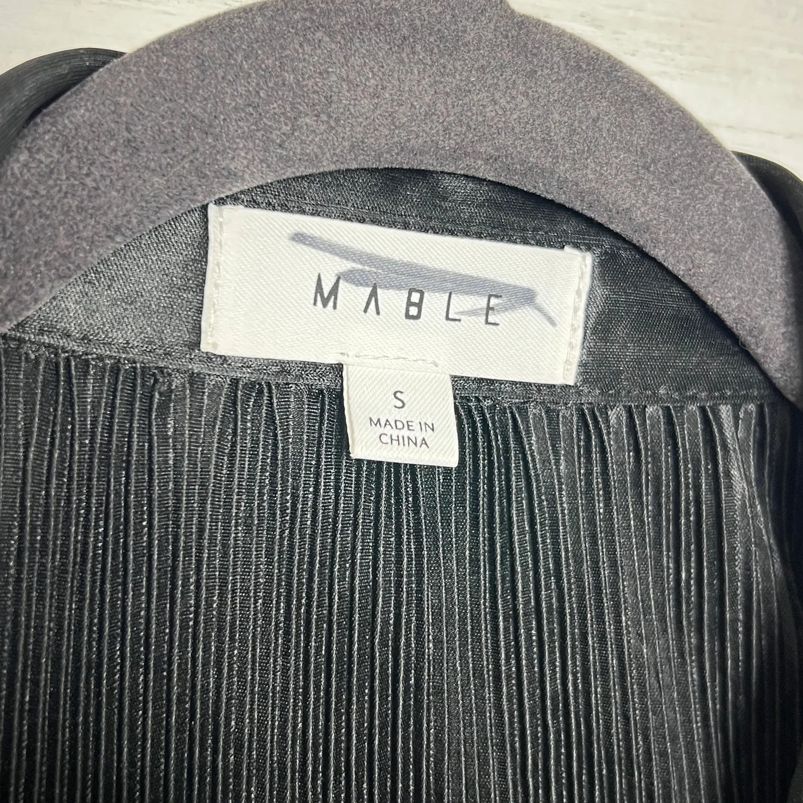 Mable Disco Plisse Mini Button Down Shirt Dress Black Size Small - Image 4