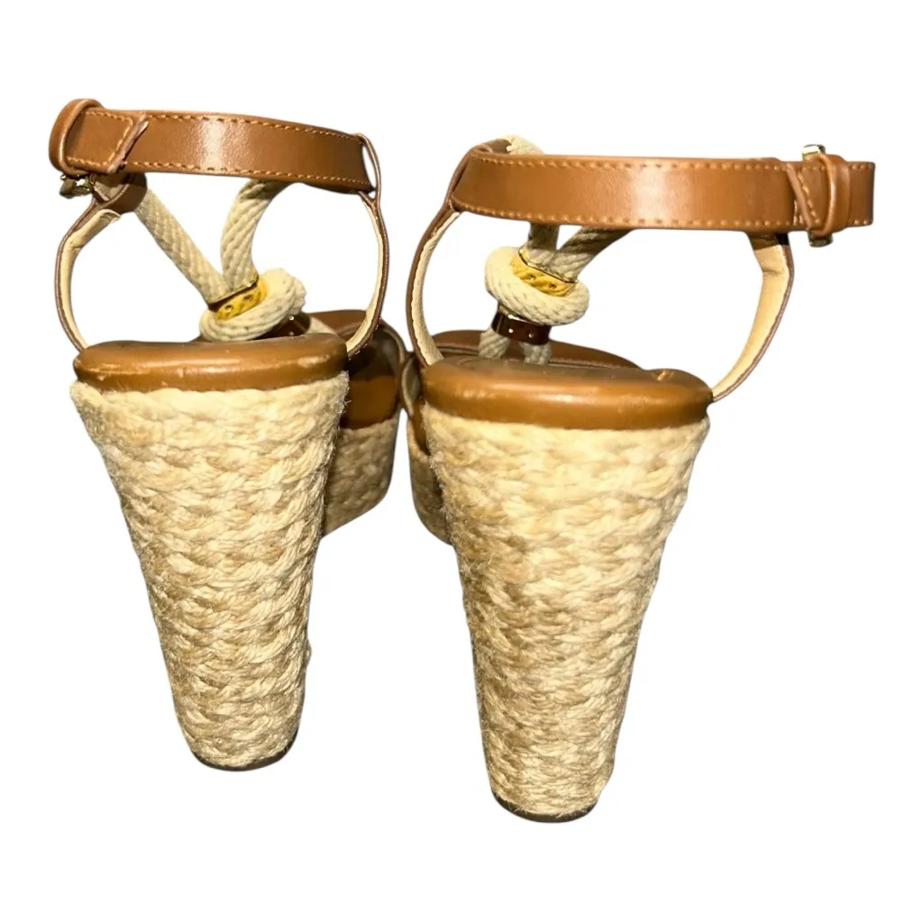 Michael Kors Holly Sandals Women's Size 6M Brown Rope Trim Wedge Heel - Image 4