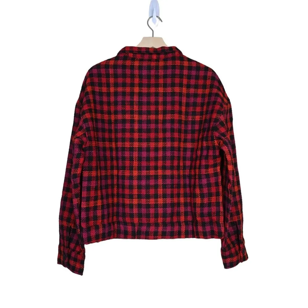 Sanctuary Womens M Ashley Bouclé Knit Buffalo Plaid Jacket NEW - Image 3