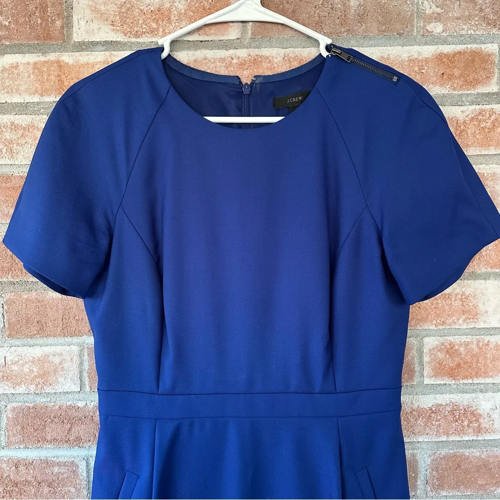 J. Crew 100% Wool Sheath Pencil Dress Women’s 4 Blue Office Knee Length Corpcore - Image 2