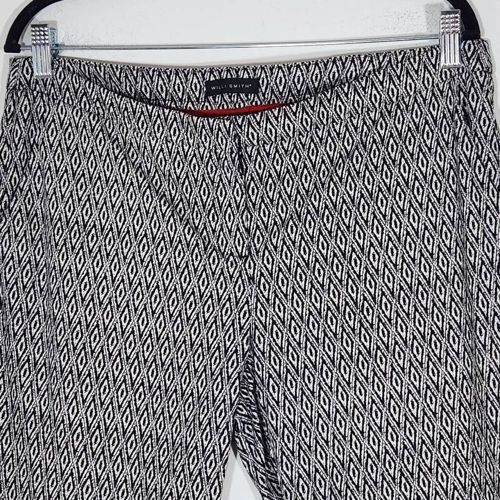 Willi Smith Black and White Print Cropped Fitted Pants Size 10 Black Print Pant - Image 2