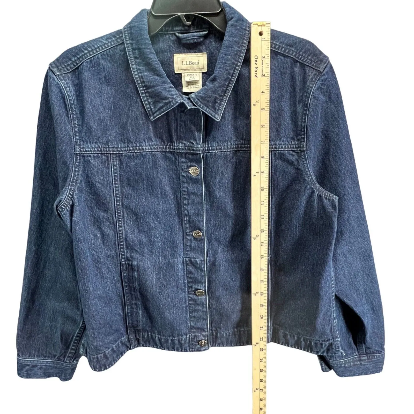 LL Bean Vintage Jean Jacket Women L Blue Denim Pockets Trucker Classic Retro 90s Size L - Image 10