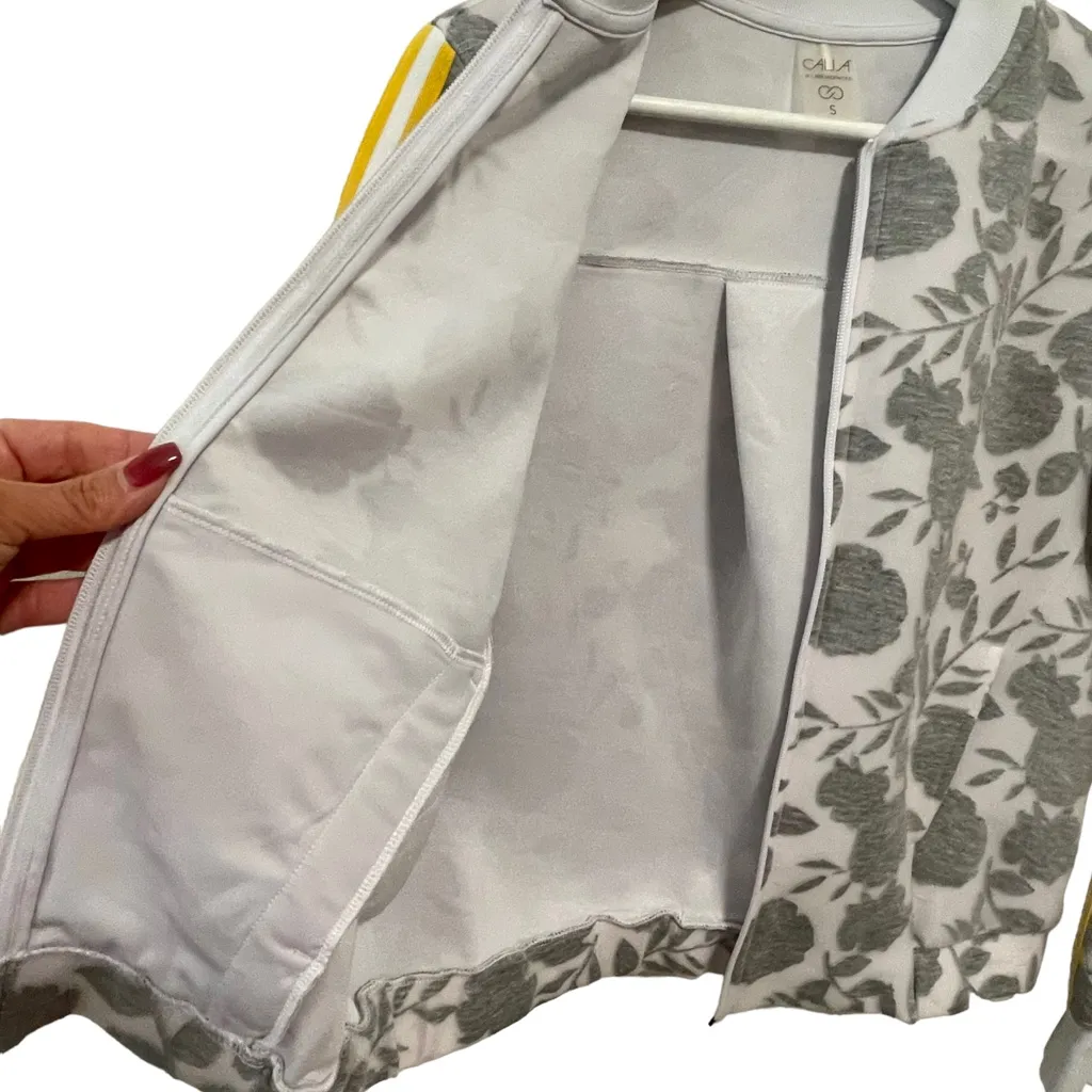 CALIA Burnout Spacer Floral Bomber Jacket S White - Image 10