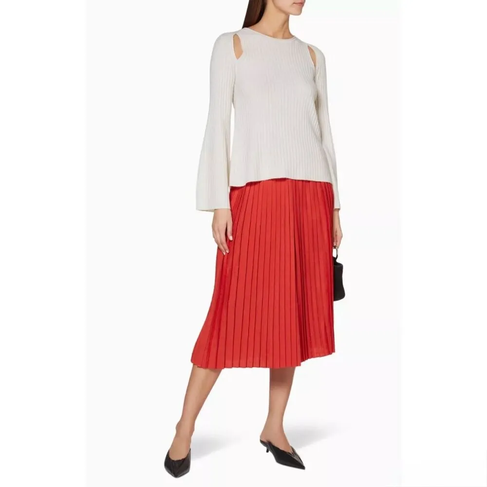 Vince Cashmere Flared Bell Sleeve Ribbed Knit Cutout Sweater in Cream Size XS‎ - Image 10