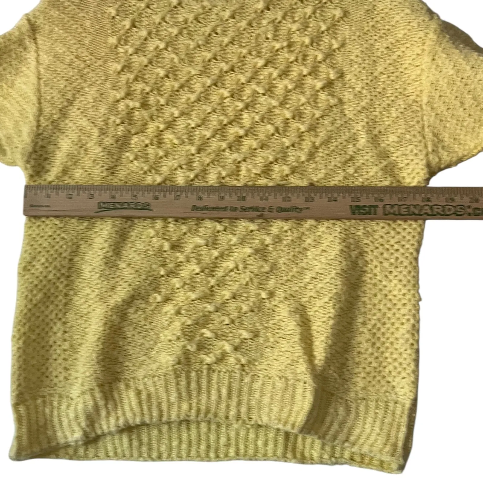 Vtg Career Guild Knit Top Women's Short Sleeve Textured Yellow Casual‎ Size L - Image 6