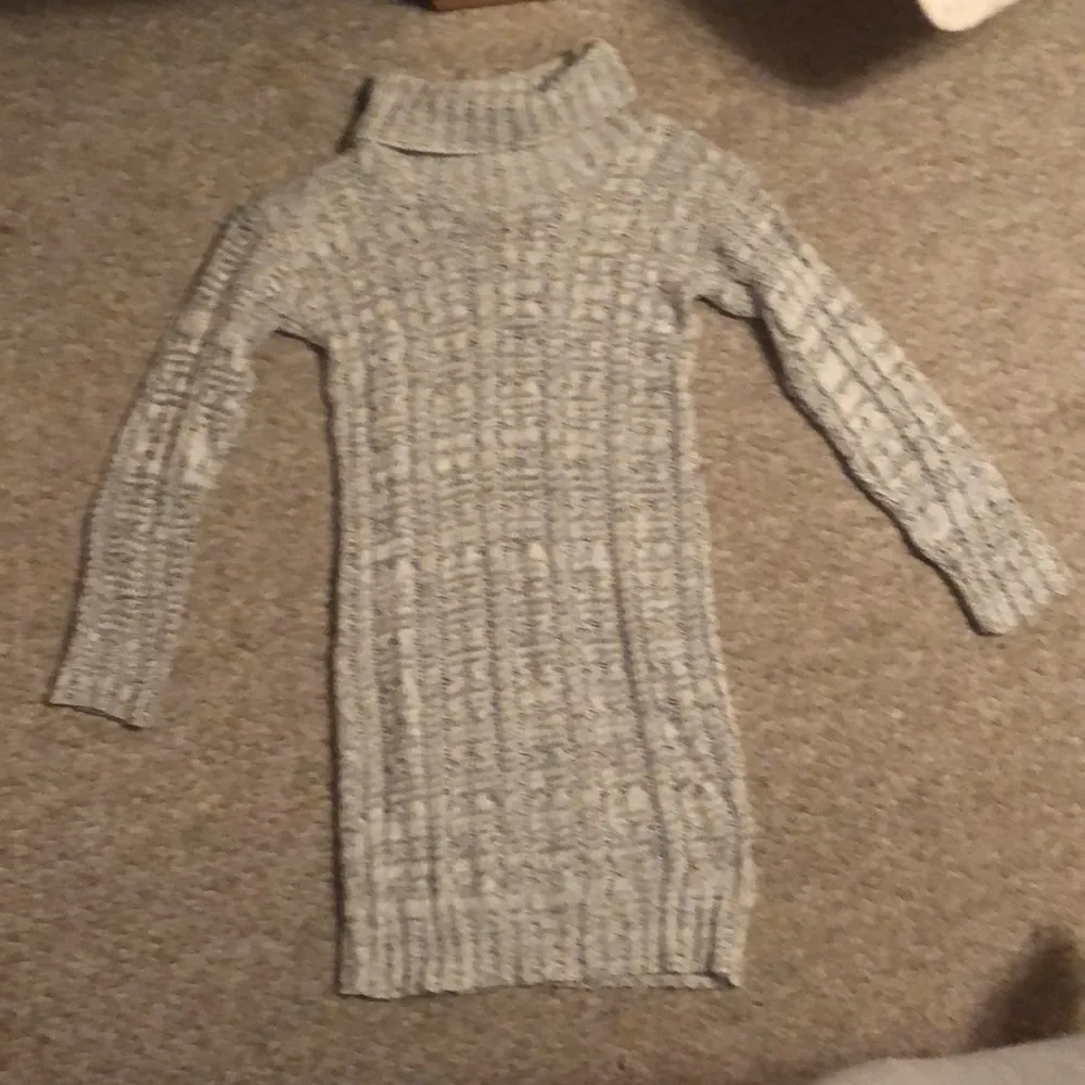GREY CABLE KNIT ROLL NECK JUMPER DRESS - Image 3
