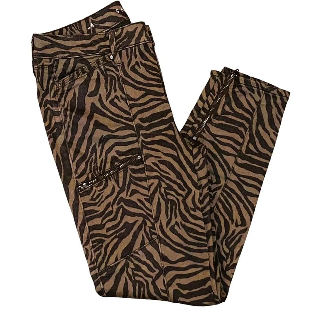 WHITE HOUSE BLACK MARKET Brown Zebra Mid Rise Skinny Crop Jeans WHBM ~ Women's 4 - Image 4