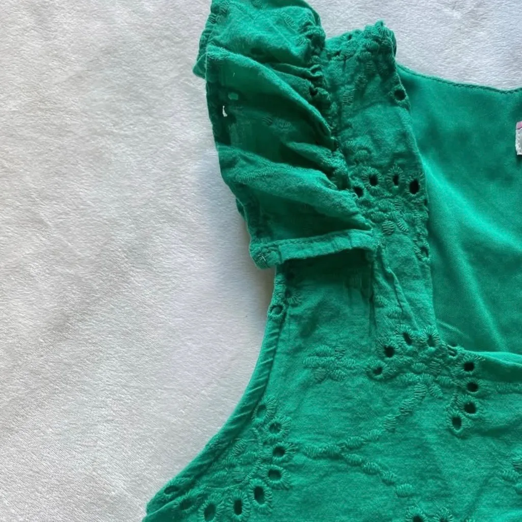 kelly green eyelet ruffle blouse - Image 7