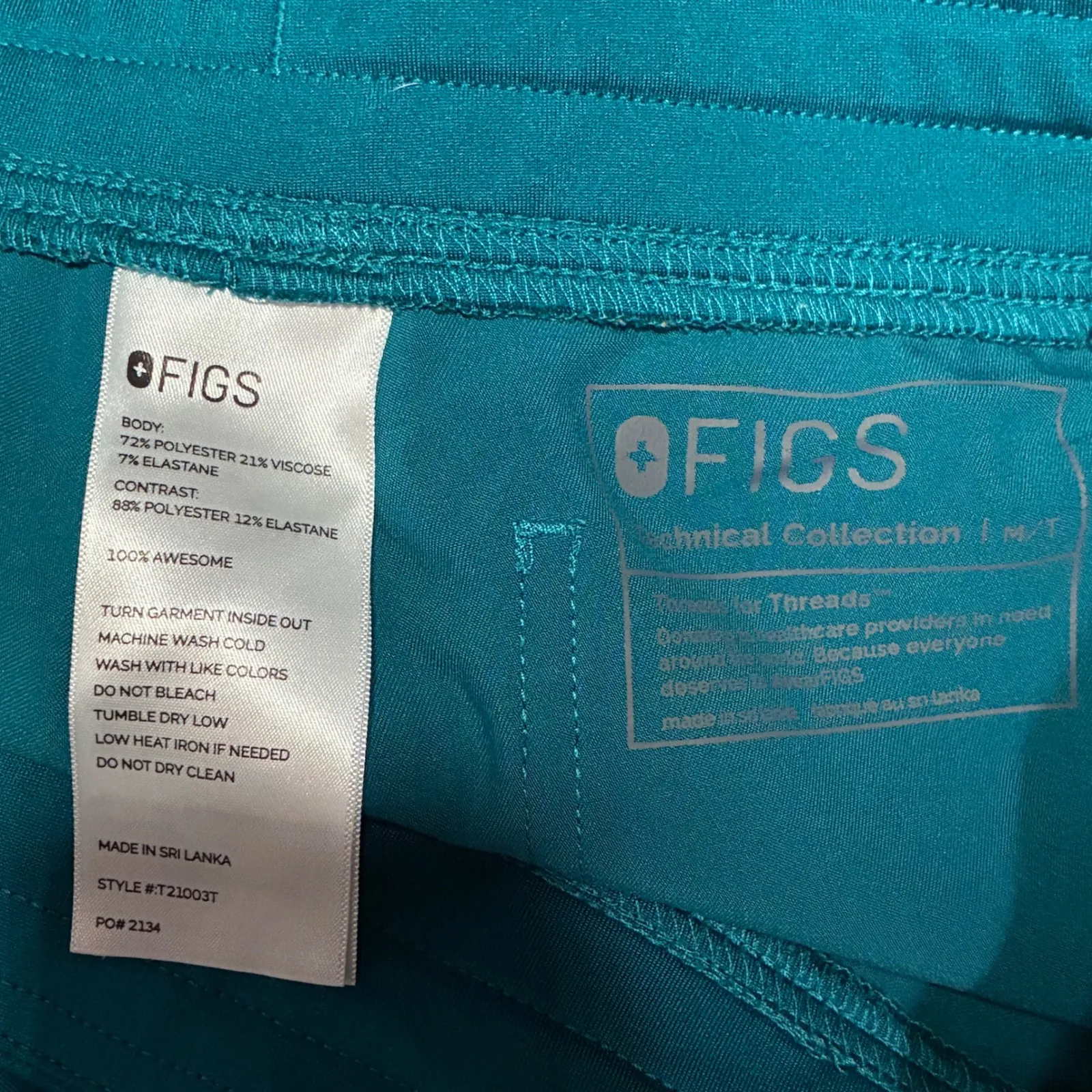 FIGS Livingston Technical Collection Teal Scrub Pants Women's MT Tall - Image 5