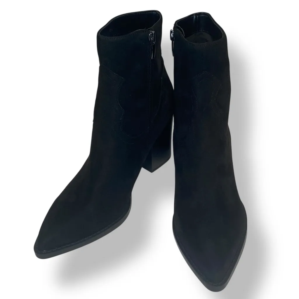 Nine West Rich Black faux Suede Zip Up Ankle Booties Women’s Size 7.5 NWOT - Image 5