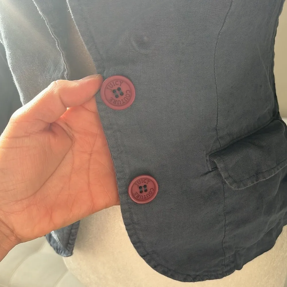 Women 100% Linen Crop Tie Waist Button Blazer. - Image 3