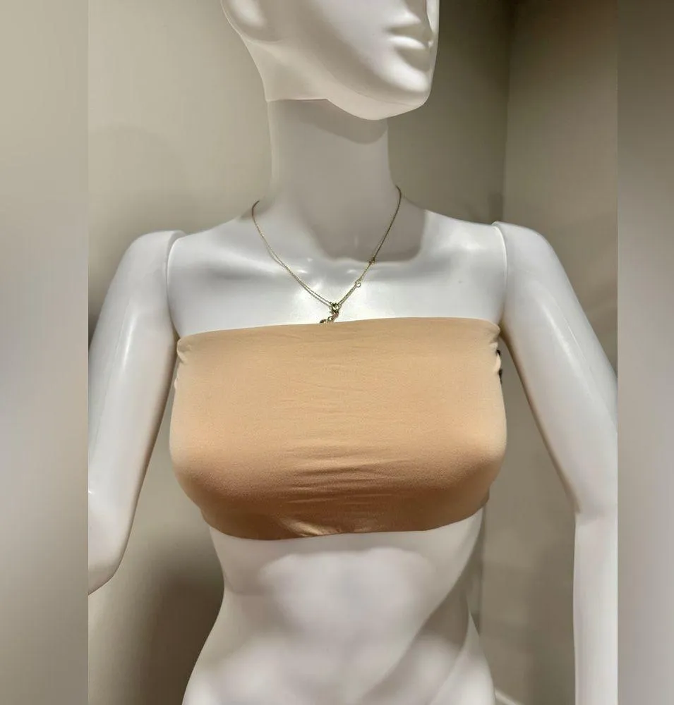 SKIMS Fits Everybody Bandeau Bra Top Nude Tan Strapless Size L Seamless NWT - Image 8